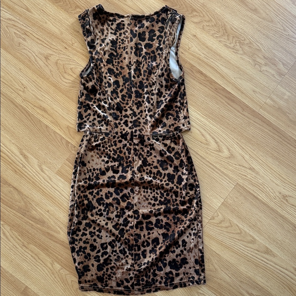Unif Leopard Print Sleeveless Dress Size XS Pencil Cut Out - Picture 6 of 6